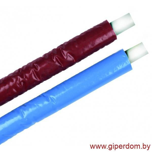 Труба PE-Xc с антидиффузионной защитой в теплоизоляции 6 мм 18х2,5 красная